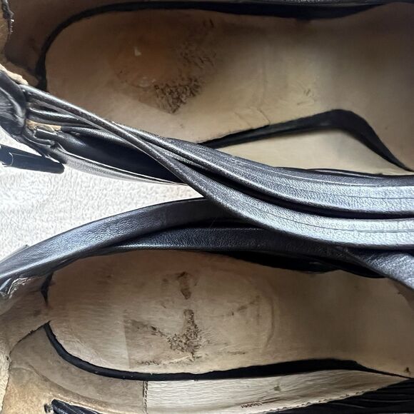 L.A.M.B. By Gwen Stefani Black Leather Stiletto Heel Sandals Women 9 Strappy - Picture 12 of 15